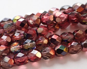 3mm, 4mm, 6mm, 8mm, Crystal Magic Wine Faceted Fire Polished Round Beads, Translucent & Opaque, Czech Republic Glass Beads