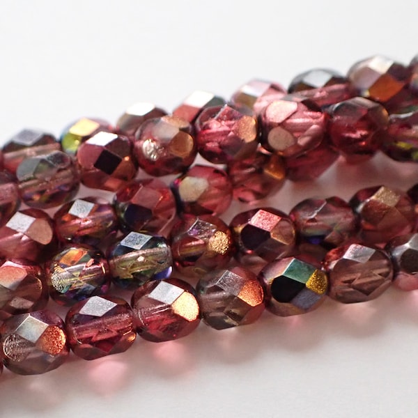 3mm, 4mm, 6mm, 8mm, Crystal Magic Wine Faceted Fire Polished Round Beads, Translucent & Opaque, Czech Republic Glass Beads