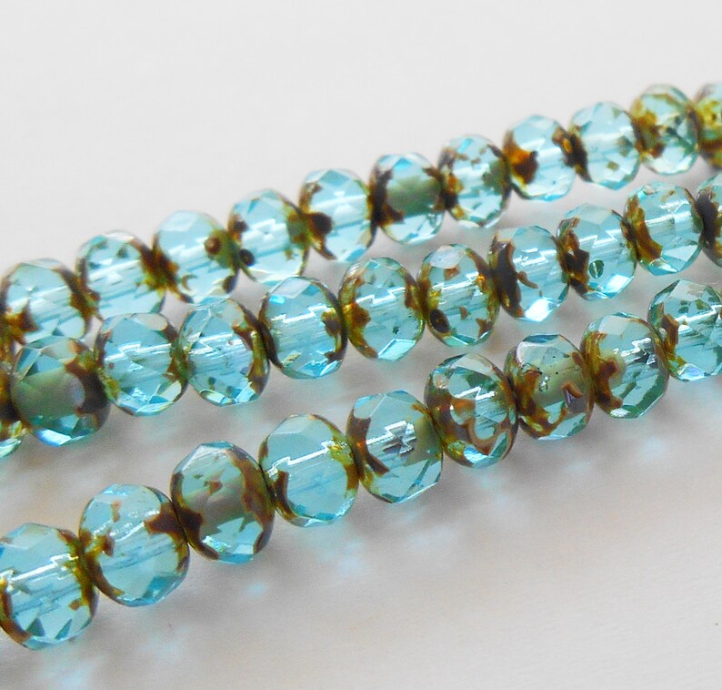 3 Sizes 5x4mm 9x6mm 10x7mm Aqua Blue Picasso Faceted - Etsy
