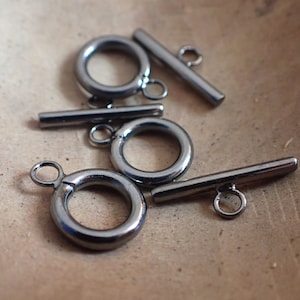 1 Set - Black 12x16mm Toggle Clasp, 18mm Bar, Dark Gunmetal, Simple Design, Double Sided