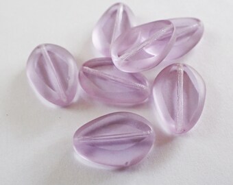 6 - Pale Lavender Blue Transparent 18x12mm Table Cut Teardrop Beads, New Old Stock, NOS, Czech Republic Glass Beads