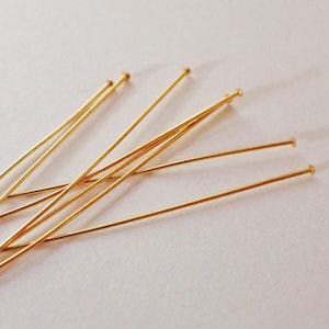 34 - Dünne Vergoldete Messing Kopfstifte 2 Zoll (50 mm) 24g, 24 Gauge, schöne Qualität
