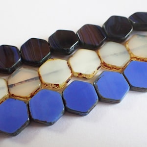 12mm Hexagon Table Cut Beads, New Old Stock, Hard to Find, Czech Republic Glass Beads