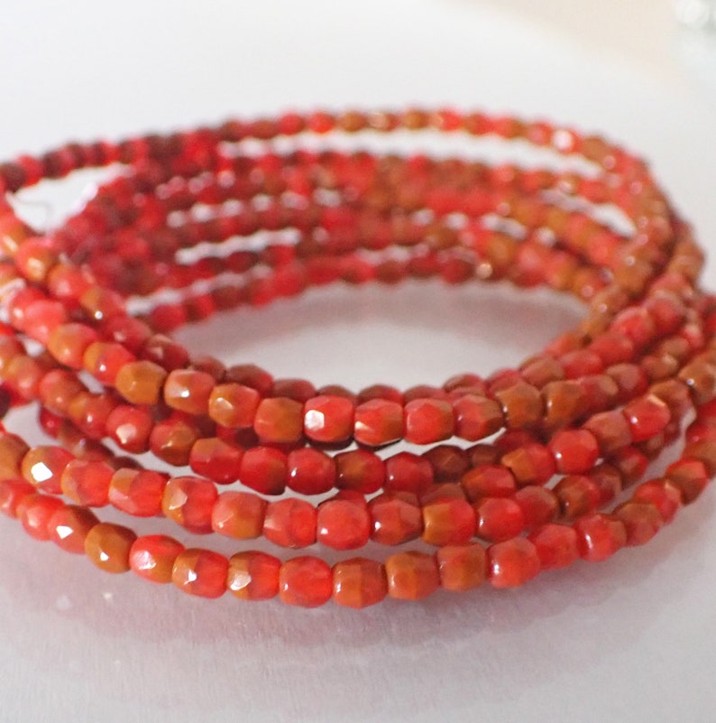 Alloy Orange 3mm /& 4mm Fire Polished Faceted Round Beads Transparent Opaque Mix 50 Czech Republic Glass Beads