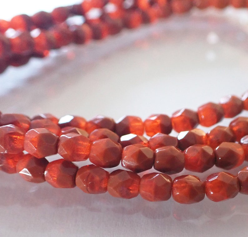 Alloy Orange 3mm /& 4mm Fire Polished Faceted Round Beads Transparent Opaque Mix 50 Czech Republic Glass Beads