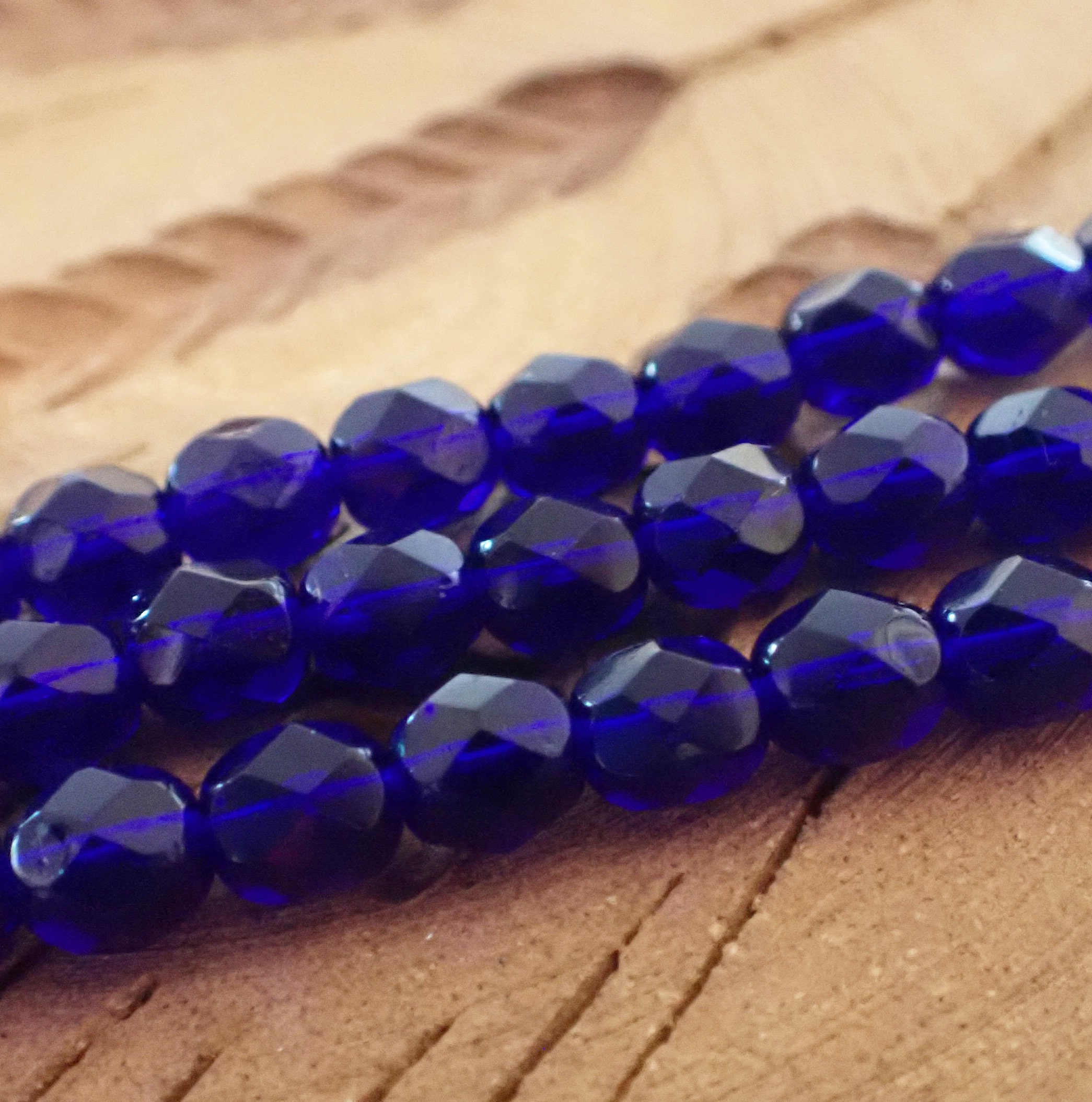 50 Cobalt AB Czech Firepolish Faceted Round Glass Beads 3mm 