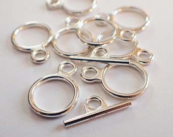 6 Sets - Simple Silver Tone 20x15mm Toggle Clasps, 18mm Bar, Double Sided