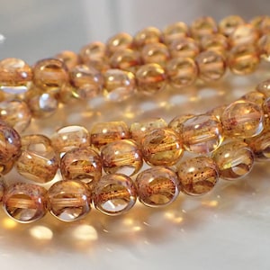25 - Crystal Picasso 3-Cut 6mm Beads, Transparent, Czech Republic Glass Beads
