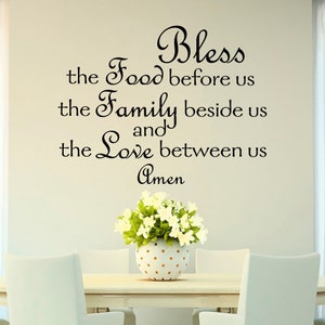 Bless The Food Before Us Wall Decal Quote, Prayer Stickers, Vinyl Sayings, Dining Room Wall Art, Kitchen Decor, Housewarming Gifts Q166