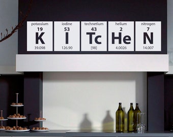 Kitchen Wall Decal Vinyl Stickers Periodic Table Elements Wall Art Vinyl Lettering Wall Decals Murals Home Decor for Kitchen M009