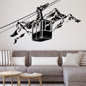 Ski Lift Chair Wall Decal: Mountain Winter Sport Art F64