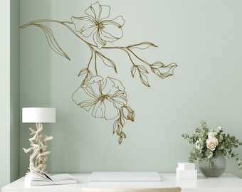 Magnolia Flower Wall Decal: Floral Home Decor, Large Botanical Wall Art F113