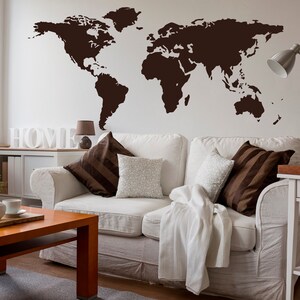World Map Wall Decal, Modern Room Decor, Large World Map Wall Art for Home & Office, Map Of The World Removable Vinyl Wall Sticker C030