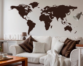 World Map Wall Decal, Modern Room Decor, Large World Map Wall Art for Home & Office, Map Of The World Removable Vinyl Wall Sticker C030