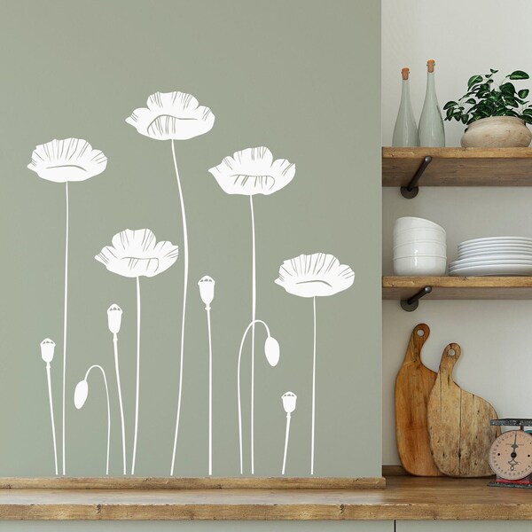 Poppy Flower Wall Decal Etsy