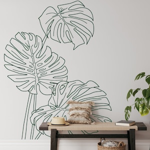 Muursticker Monstera Leaves: tropische vinylstickers - botanische natuurkunst voor thuis en op kantoor