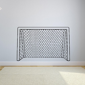 Soccer Goal Wall Decal Vinyl Sticker Sport Themed Decor, Football Soccer Net for Boys Room Playroom, Soccer Football Player Stickers C152