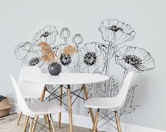 Poppy Flower Wall Decal: Wildflower Home Decor F139