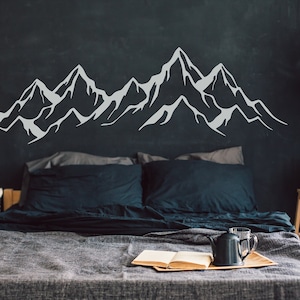 Large Mountains Wall Decal, Mountains Vinyl Stickers, Mountain Landscape Wall Art, Nature Minimalist Art, Mountain Wall Decor, Gift F120