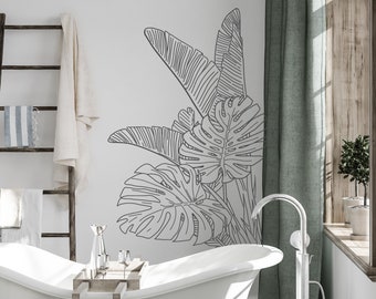 Monstera Banana Leaves Wall Decal: Tropical Jungle Decor F134