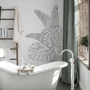 Monstera Banana Leaves Wall Decal: Tropical Jungle Decor F134