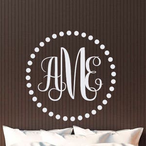 Monogram Wall Decal Sticker Personalized Letters Initial Monogram Vinyl Wall Decor for Home Bedroom Car Laptop Best Gits Ideas M027 image 1