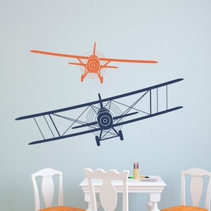 Set of 2 Airplanes Wall Decal for Kids Boys Playroom, Aviation Nursery Decor, Airplane Vinyl Stickers, Boys Nursery Room Wall Decor Q185