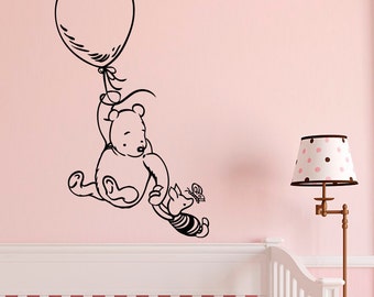 Winnie the Pooh Wall Decal: Classic Bear and Piglet Sticker - Baby Nursery & Room Decor Q253