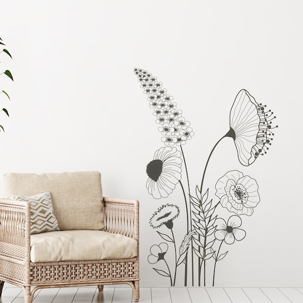 Wildflower Wall Decals Etsy