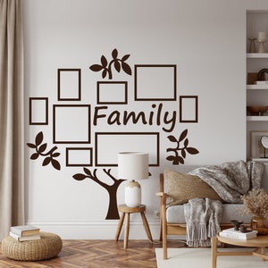 Family Tree With Photo Frames Wall Decal, Home Decor, Family Tree Vinyl Sticker, Living Room Decor, Family Wall Art, Housewarming Gift F107
