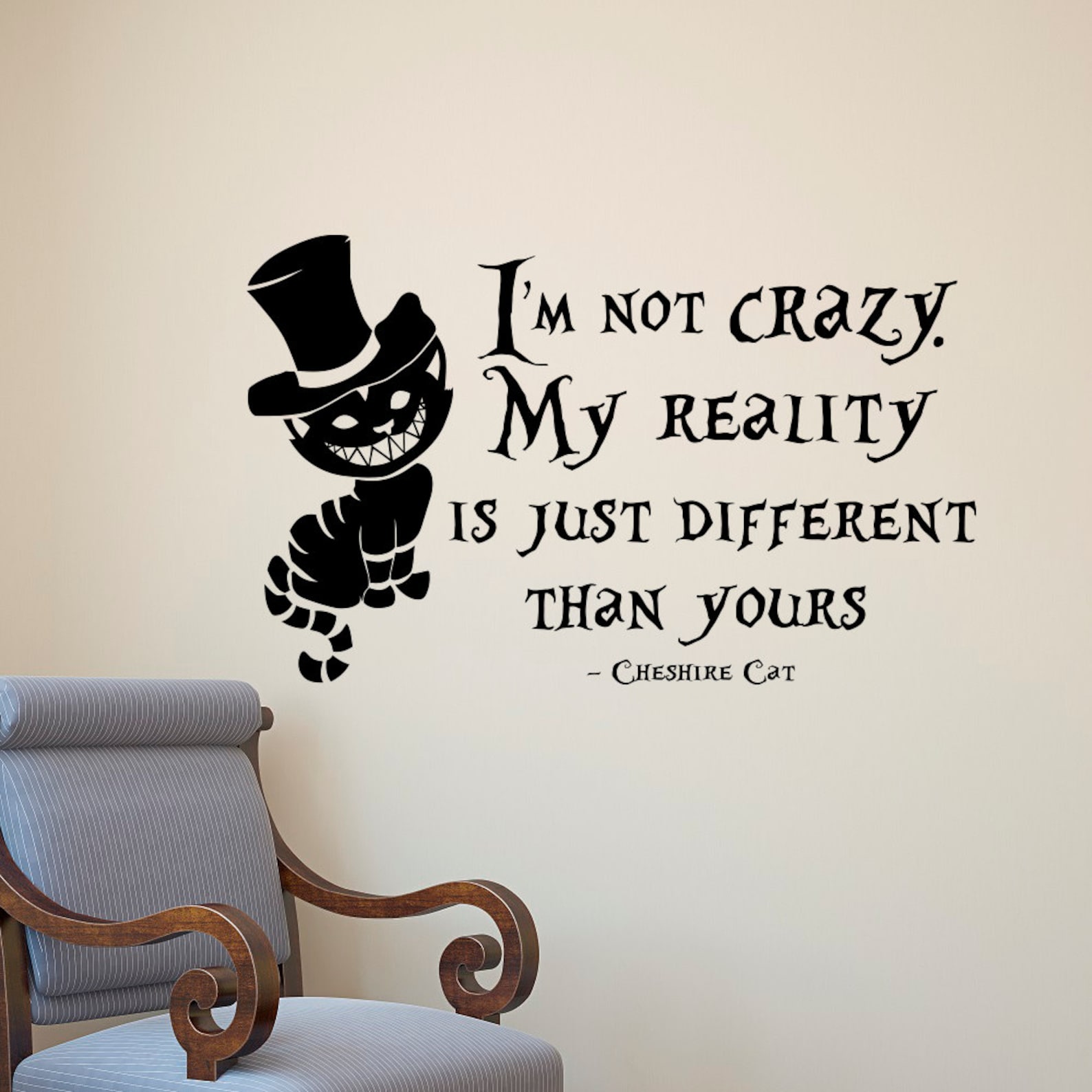 Alice In Wonderland Wall Decal Quote I Am Not Crazy Wall Etsy
