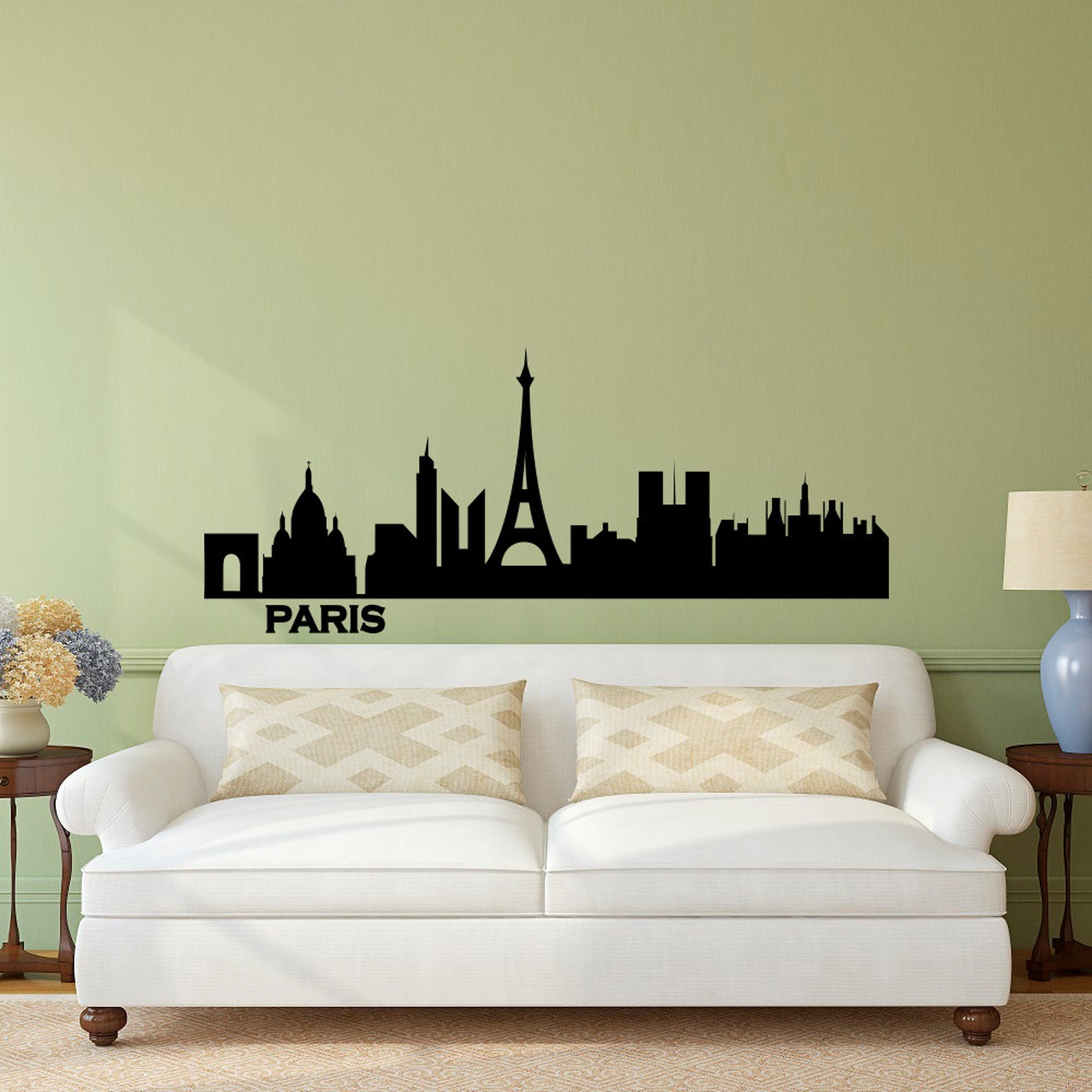 Paris Skyline Wall Decal Vinyl Sticker City Silhouette France Etsy
