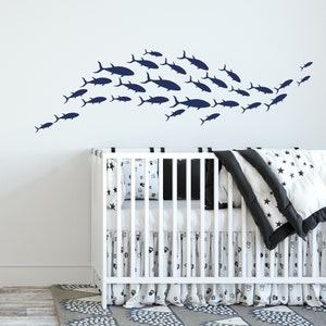 School of Fish Wall Decals, Under The Sea Vinyl Sticker, Underwater Sea Life Wall Art, Fish Wall Decal for Kids, Nautical Themed Decor F203
