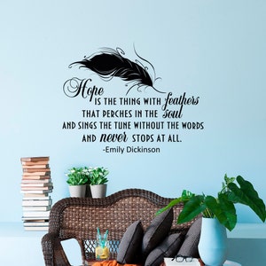 Lespoir Est La Chose Avec Des Plumes Emily Dickinson Mural Etsy