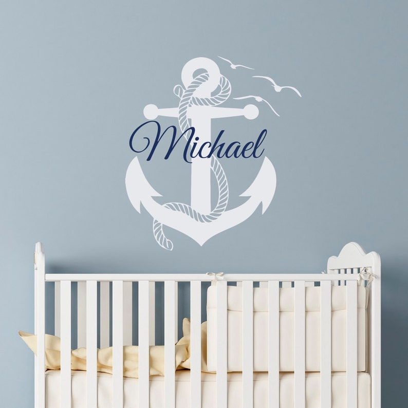 wall decal boy personalized initial name wall decals nautical | etsy