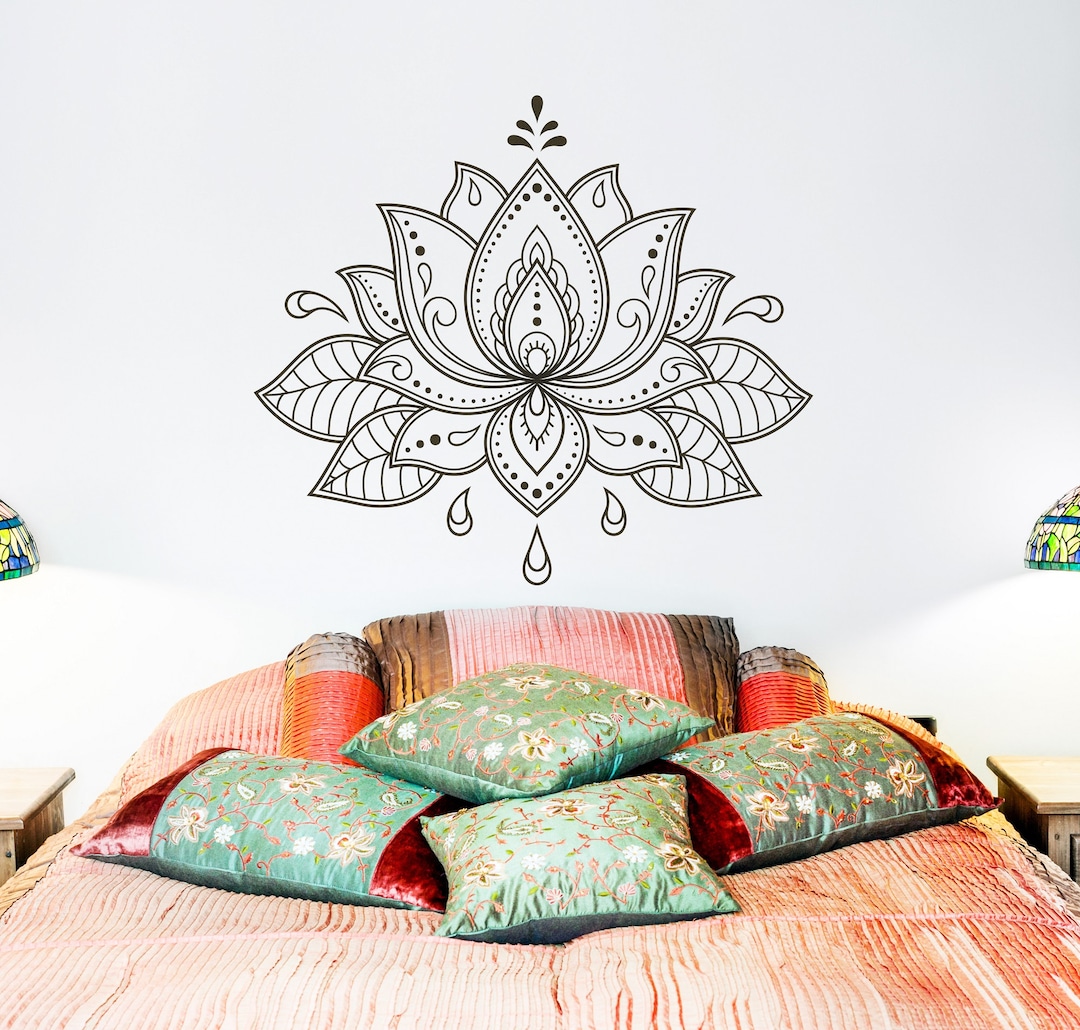 Lotus Flower Vinyl Wall Decal: Bohemian Yoga Studio Decor F162 - Etsy