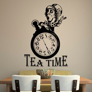 Alice In Wonderland Wall Decal Quote Tea Time Quotes Wall Decals Mad Hatter Tea Party Stickers Tea Lover Gift Dining Room Kitchen Decor Q077
