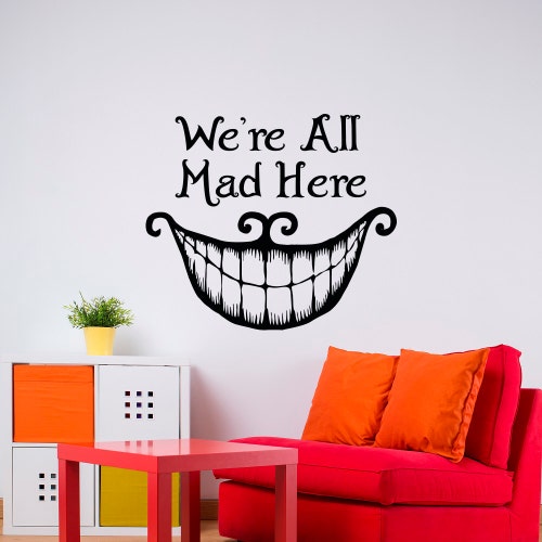 Cheshire Cat Smile Wall Decal: Alice In Wonderland Nursery Decor Q075