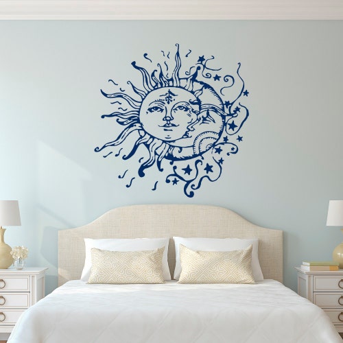 Sun Moon Stars Wall Decals for Bedroom Sun and Moon Wall Etsy