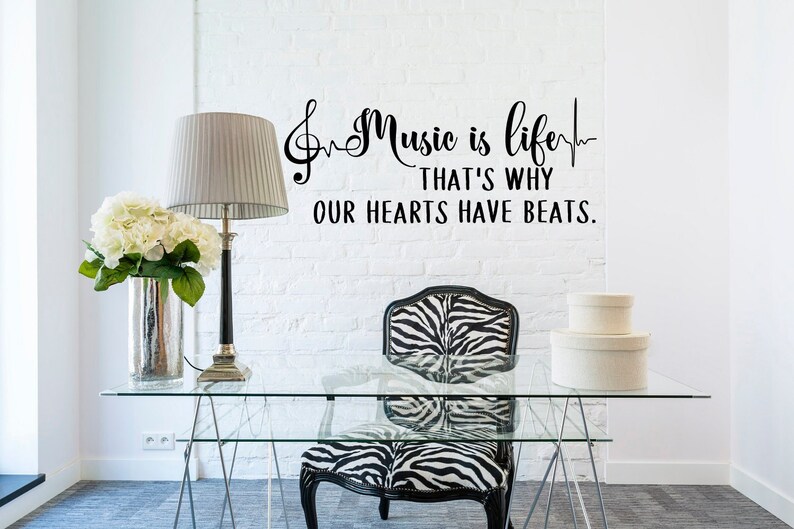 Music is Life Wall Decal Quote Music Notes Wall Decal Murals Etsy