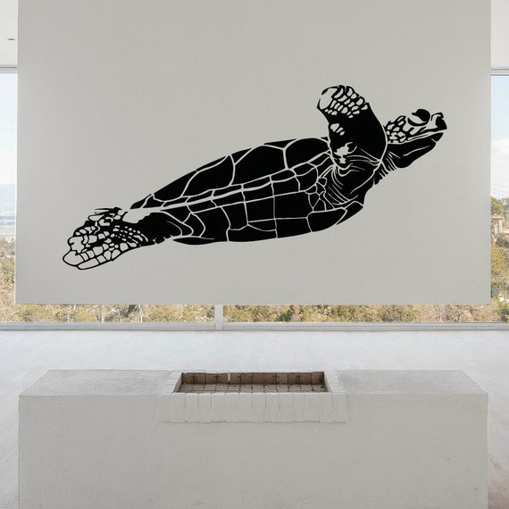 Sea Turtle Wall Decal Vinyl Stickers Ocean Art Tortoiseshell Etsy