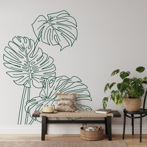 Monstera Leaves Wall Decal, Tropical Leaves Vinyl Stickers, Tropical Plant Design, Monstera Leaf Wall Stickers, Nature Decor, Gifts F105