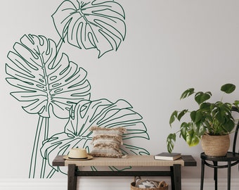 Monstera Leaves Wall Decal, Tropical Leaves Vinyl Stickers, Tropical Plant Design, Monstera Leaf Wall Stickers, Nature Decor, Gifts F105