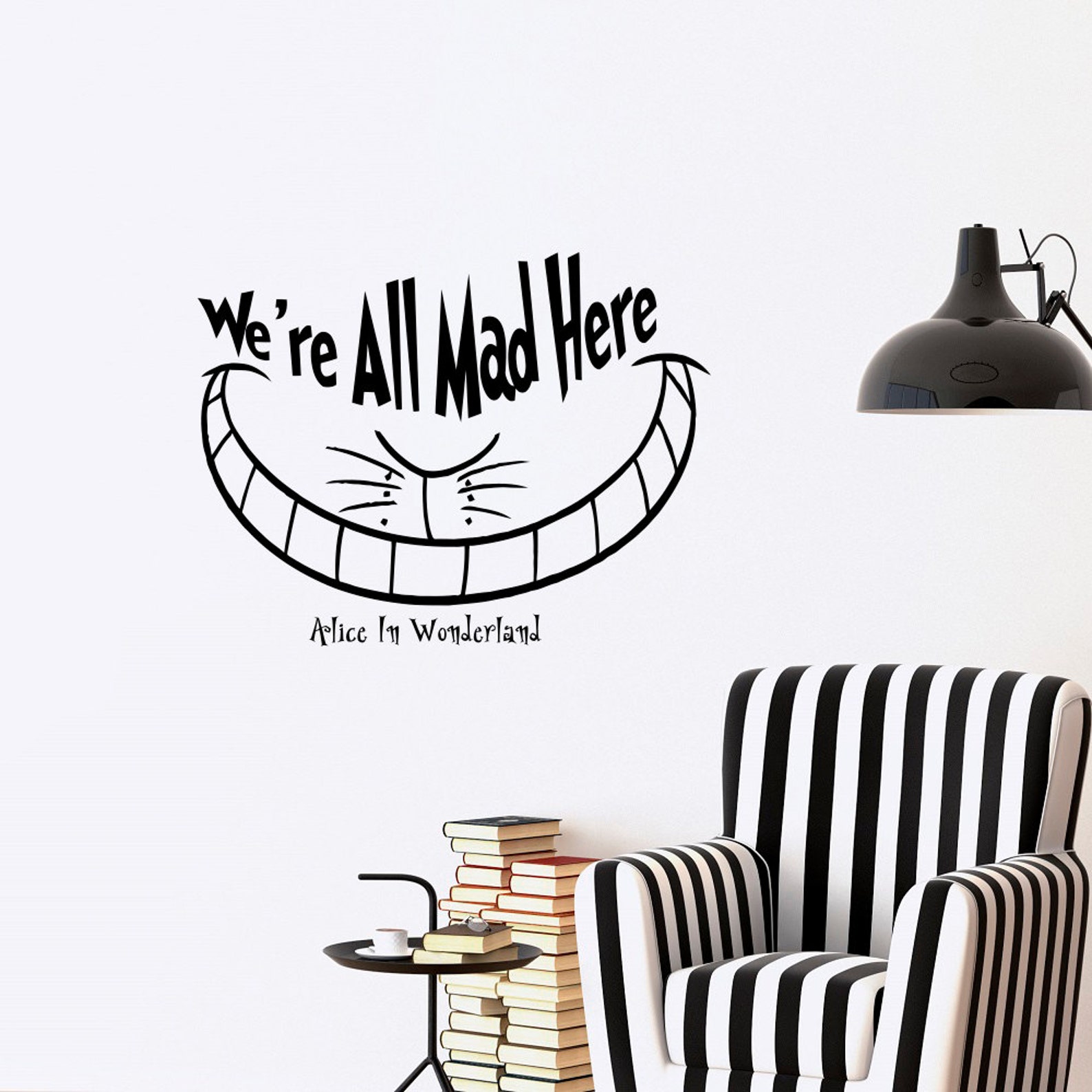 Alice In Wonderland Wall Decal Quote We Are All Mad Here Etsy