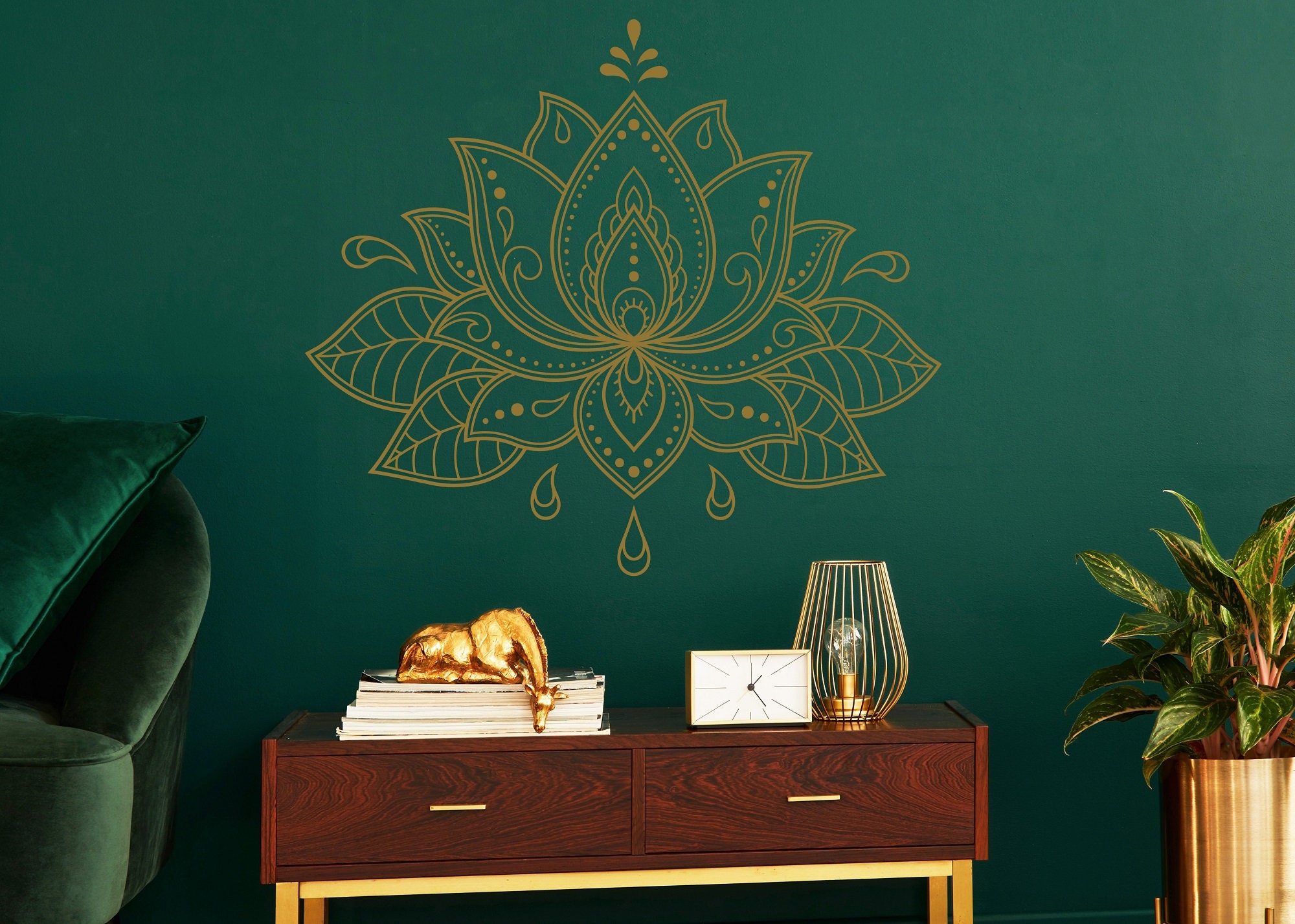 Lotus Flower Vinyl Wall Decal: Bohemian Yoga Studio Decor F162 - Etsy