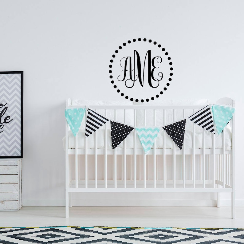 Monogram Wall Decal Sticker Personalized Letters Initial Etsy