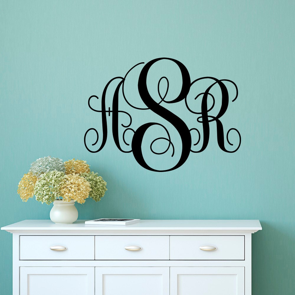 Monogram Decal Monogram Sticker Personalized Initial Name Etsy