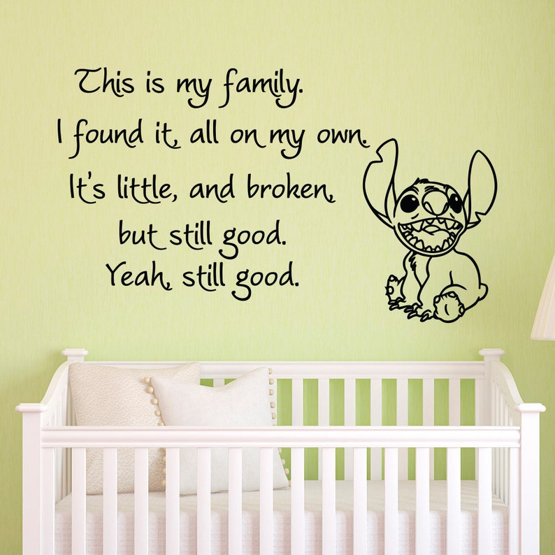 Vinyl Wall Decals Es Lilo And Stitch This Is My Family I Found It On Own For Nursery Kids Children Art Decor Q050