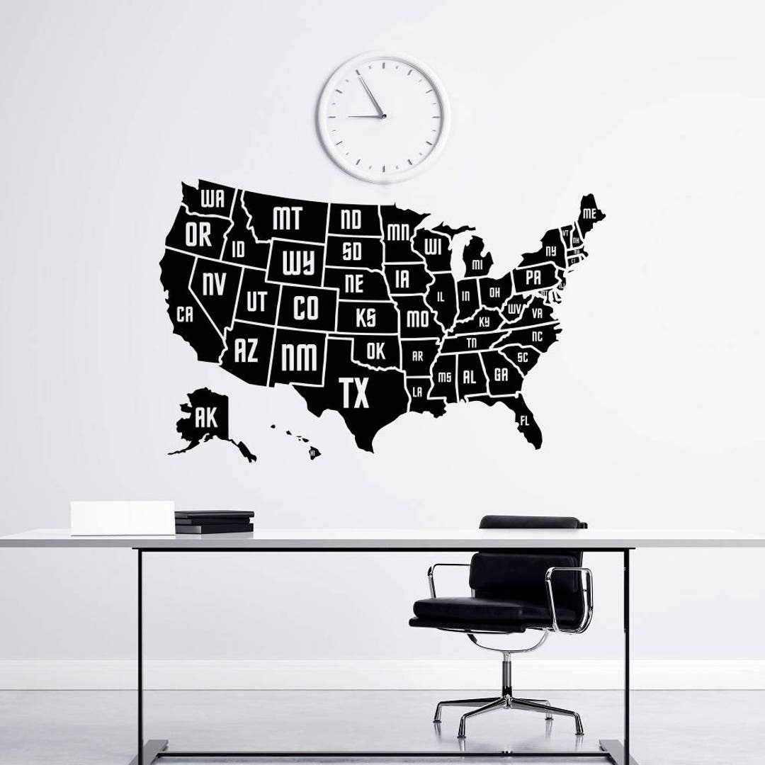 Wall Decal USA AMERICA MAP Map of the United States Etsy