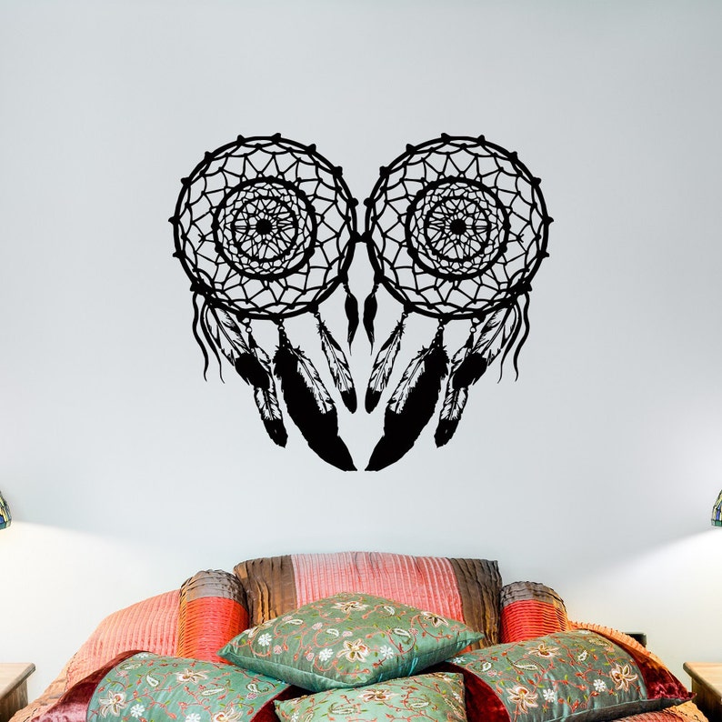 dream catcher wall decal owl dreamcatcher native america wall | etsy